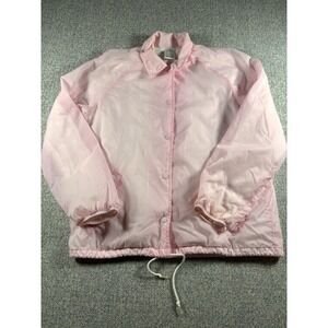Vintage 70's Sears Pink Lightweight Zip Front Jacket with Drawstring Youth M